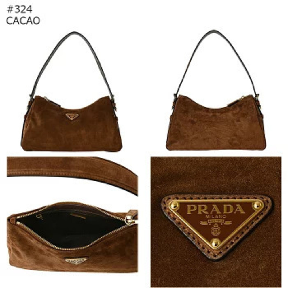 Prada Shoulder Bag Aime Suede One Handle Horizontal Spring Summer - Picture 7 of 7